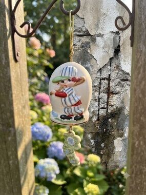 Vintage 1981 JASCO "Sports Day" baseball boy bell chime ornament